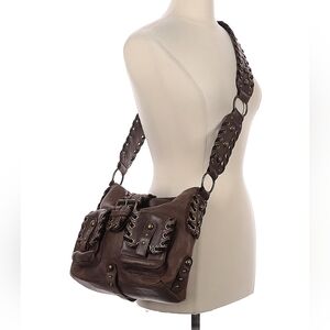 Brown Leather Shoulder Bag Rare Betsey Johnson Brown Leather Shoulder Bag